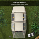 Tenda da Campeggio 4-5 Persone con Copertura Oscurante 460x230x180 cm Impermeabile con Borsa di Trasporto in Poliestere Cachi