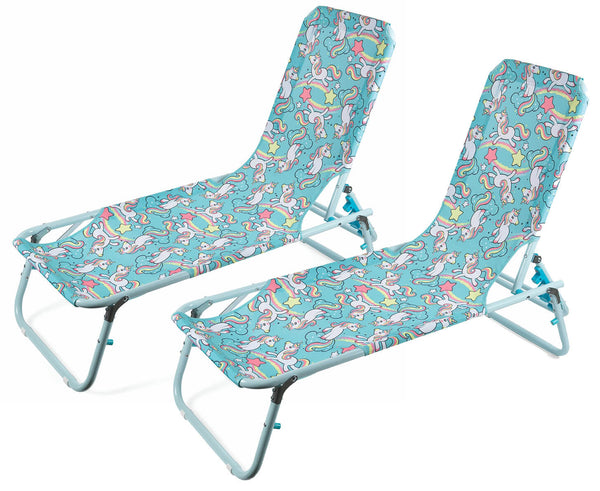 sconto Lot de 2 Transats de Jardin pour Enfants en Acier Soriani Oxford Licorne