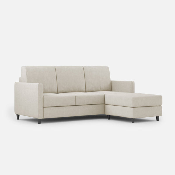 Canapé 3 places avec pouf 198x155x85 cm Karay en tissu lait acquista