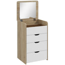 Toeletta 3 in 1 50x40x78 cm con Specchio Ribaltabile Sgabello e Cassetti in MDF Rovere e Bianco      