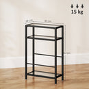 Tavolino da Salotto 40x18x62 cm Design Compatto 3 Ripiani in Vetro e Acciaio Nero 