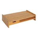 Supporto Monitor con Spazio per Mouse e Tastiera e Ripiano con Cubo Portaoggetti 49x25,5x11,5 cm in Bambù 