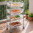 Carrello Portafrutta 28x46x90 cm con 4 Cestelli Cestino in Plastica e Struttura in Metallo Cromato      