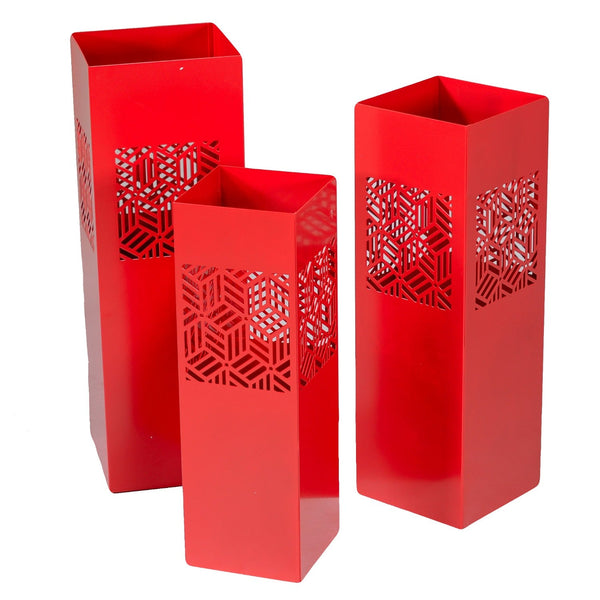 online Lot de 3 Porte-Parapluies Métal 20x20H60cm Géométries Rouges