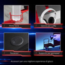 Scrivania Gaming 122x66x96 cm in Metallo e Legno Nero e Rosso