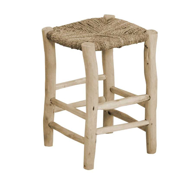 Sgabello Bar 35x35xh50 cm in Legno con Seduta Impagliata Naturale online
