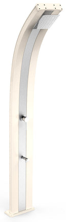 Doccia Solare da Esterno Giardino 40L Miscelatore e Lavapiedi Arkema Dada Fascia Inox Bianco Crema