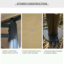 Gazebo da Giardino 4x3m in Acciaio Tende Laterali Cachi