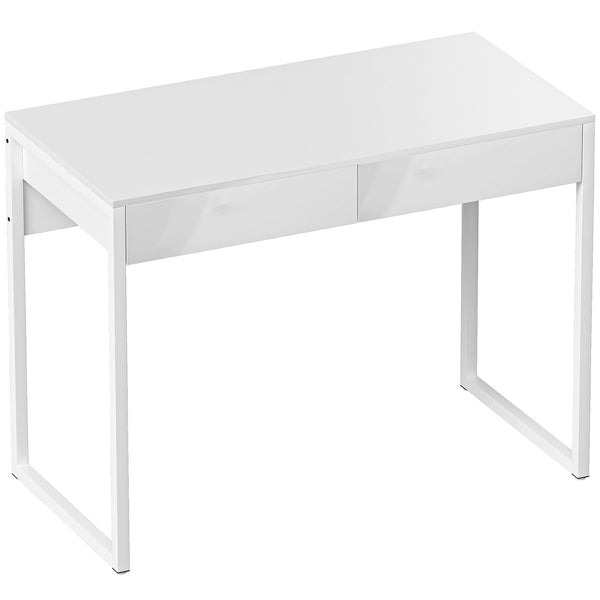 Scrivania Moderna 100x50x75 cm con 2 Cassetti e Gambe in Acciaio Bianco Lucido sconto