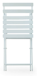 Set Tavolino e 2 Sedie Pieghevoli da Giardino in Acciaio Kraus Tiziano Celeste Chiaro