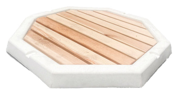 acquista Piatto Doccia Ottagonale da Esterno Giardino 80 cm con Listelli di Legno Arkema Bianco
