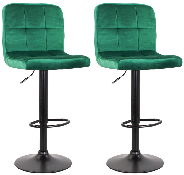 Set 2 Tabourets 44x38x63/82 cm en Velours avec Base Noir Sarcelle online