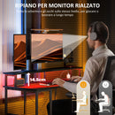Scrivania per PC 120x 50x89,5 cm Reversibile con Prese Elettriche Luci e Supporto Monitor Nero   
