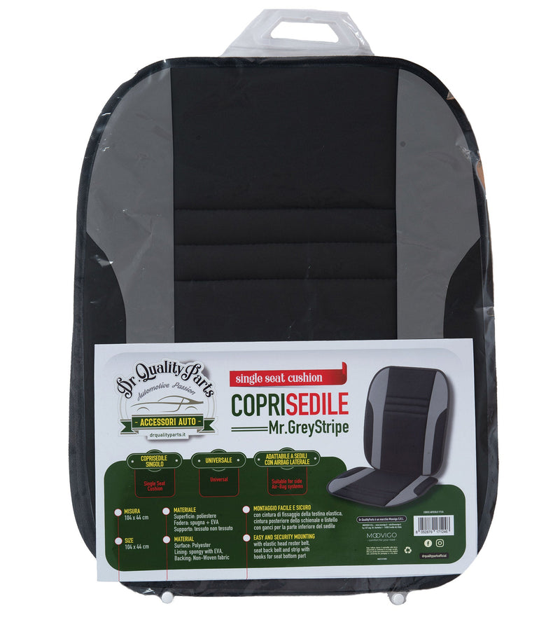 Coprisedile Anteriore Singolo 104x44 cm per Auto Universale Nero e Grigio