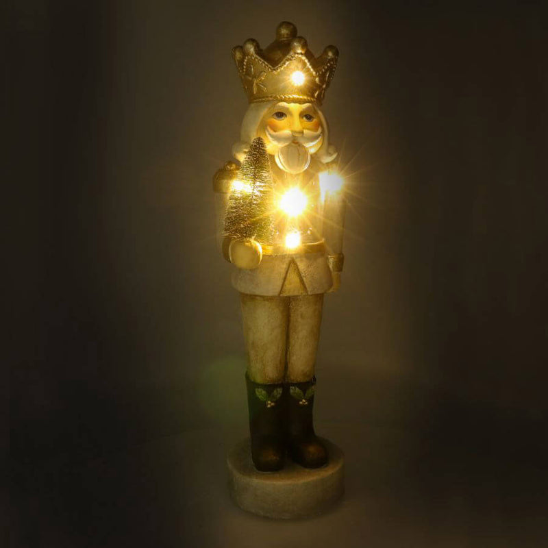 Soldatino Schiaccianoci in Resina 17x17xh63 cm con LED Decorazione Grigio