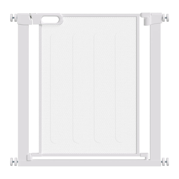 acquista Cancellino per Cani Regolabile 75-82x76 cm con Chiusura Automatica in Acciaio e ABS Bianco