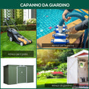 Casetta Box da Giardino 280x130x172 cm in Lamiera di Acciaio Verde Chiaro