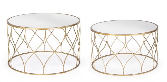 Set 2 Tavolino Elenor Tondo J17 in Metallo