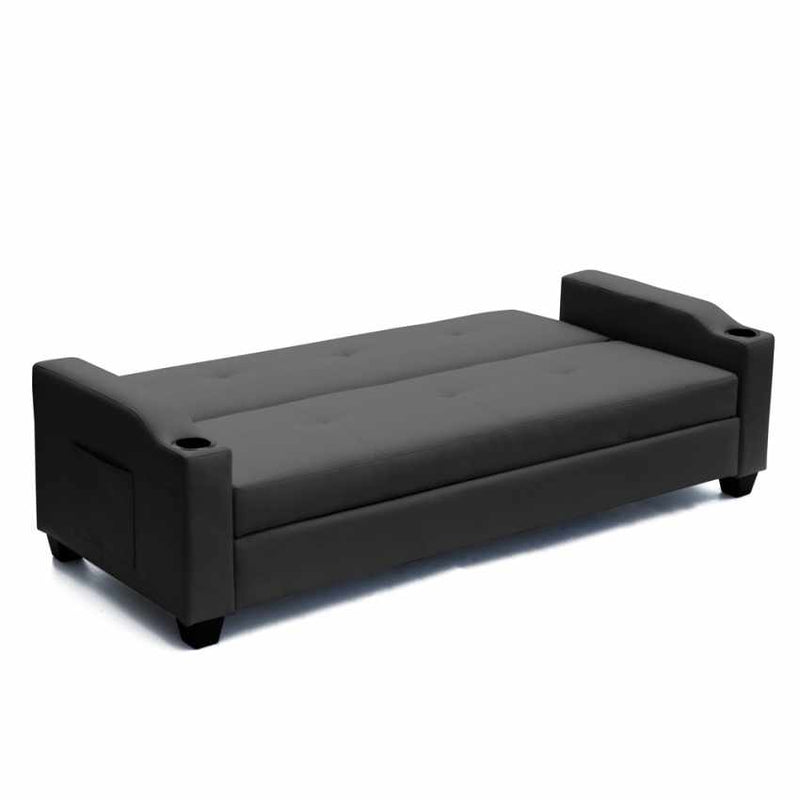 Divano Letto 205x84x89 cmin Similpelle Nero
