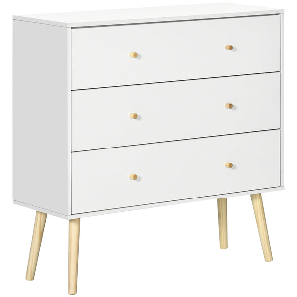 Commode 3 Tiroirs et Plateau 80x30x80 cm en Aggloméré et Pin Blanc sconto