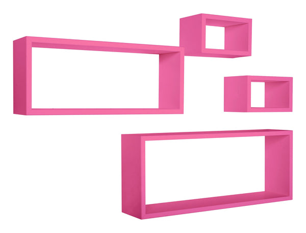 Lot de 3 Etagères Cubes Murales Carrées et Rectangulaires en Fibre de Bois Fuxia Merlin online