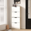 Scarpiera Salvaspazio Slim 62.5x26x156 cm a 4 Cassetti per 20 Paia di Scarpe color Legno e Bianco      