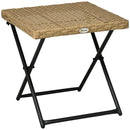 Tavolino da Giardino Pieghevole Salvaspazio 40x40x40 cm in Rattan Sintetico e Acciaio Colore Vimini