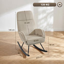 Sedia a Dondolo 67,5x94x106 cm con Schienale Alto Seduta Ampia e Gambe in Legno in Velluto a Coste Beige      