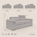 Divano Letto 3 Posti 200x100x95 cm in Tessuto Azzurro