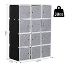 Armadio Guardaroba Componibile 111x47x145 cm Bianco e Nero 