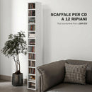 Mobile Libreria Porta CD 21x20x175 cm a 12 Ripiani per 204 CD in MDF e Truciolato Bianco      