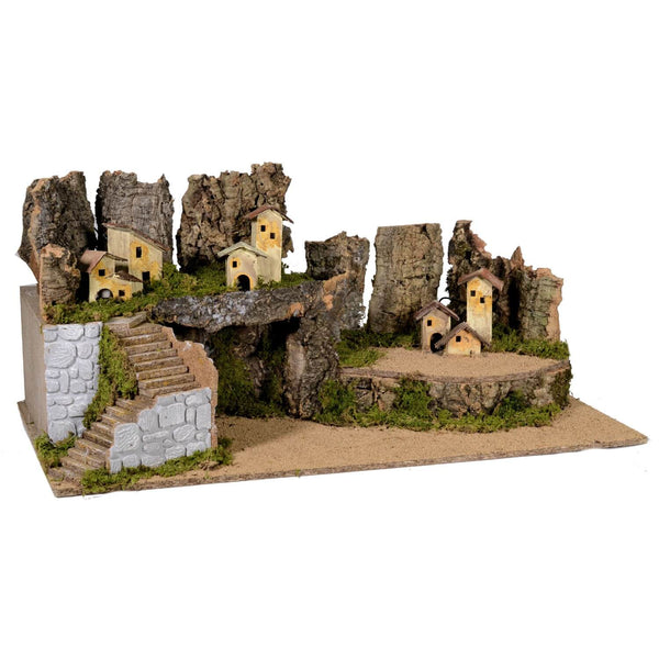 online Crèche avec Maisons et Lumières en Bois 78x40x45cm Adami