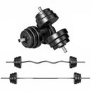 Set Manubri 3-in-1 50 kg 170x25x25 cm con Bilanciere Antiscivolo in Acciaio PP e Cemento Nero      