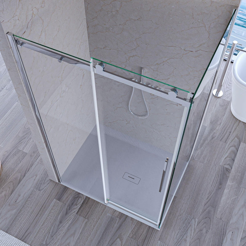 Box Doccia Angolare 1 Anta Scorrevole in Cristallo Trasparente 8mm H195 Bonussi Alina Varie Misure