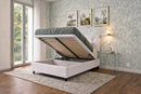 Letto 1 Piazza e Mezza Contenitore Imbottito Similpelle Bianco Boxmax Testata Button Varie Misure