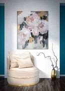 Dipinto su Tela Pink Flowy 80x3,7x100 cm in Legno di Pino e Canvas Multicolor