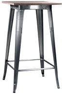Tavolino da Bar in Metallo Top Legno Bristol Silver
