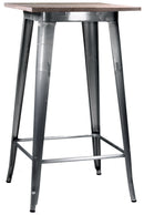 Tavolino da Bar in Metallo Top Legno Bristol Silver