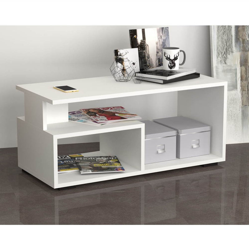 Tavolino da caffè basso 90x45x45 cm Madrid bianco