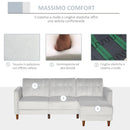 Divano Letto Angolare 218x110x66 cm con Penisola in Legno e Tessuto Grigio Chiaro