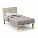 Letto Singolo con Rete Rivestita Microfibra Sabbia Tessis Testata Vertical Varie Misure