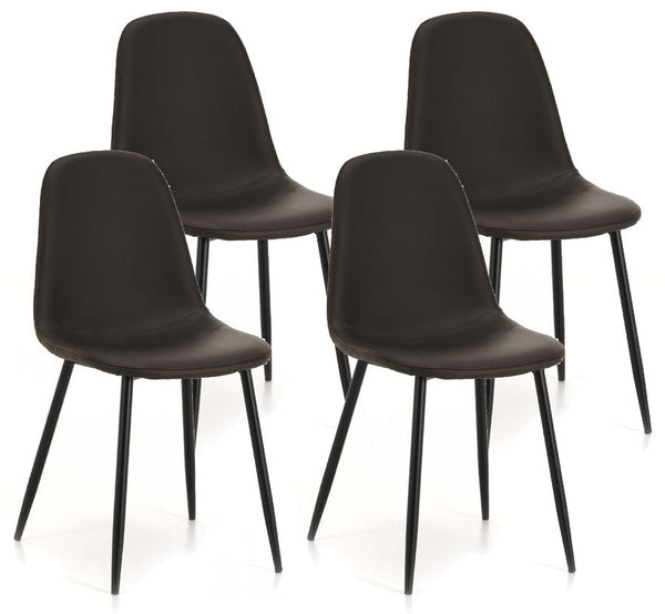 acquista Lot de 4 Chaises 44x50x85 cm en Simili Cuir Marron