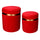 Lot de 2 Poufs de Rangement Ø35 cm et Ø39 cm en Tissu Velours Rouge