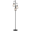 Lampada da Terra Industriale 30x30x170.5 cm con 3 Paralumi e Intensità Regolabile in Acciaio Nero      