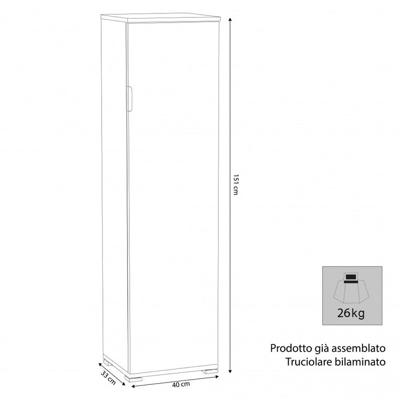 Portascope 40x33x151 h cm in Truciolare bilaminato Bianco