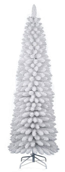 Albero di Natale Artificiale Slim Floccato Realistico Innevato 240 cm 505 Rami Bianco Effetto Neve