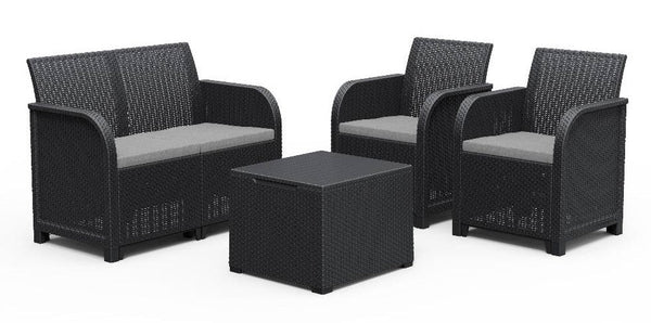 Salon de Jardin Canapé 2 Fauteuils et Table Basse en Résine Keter Rosalie Lounge Anthracite prezzo