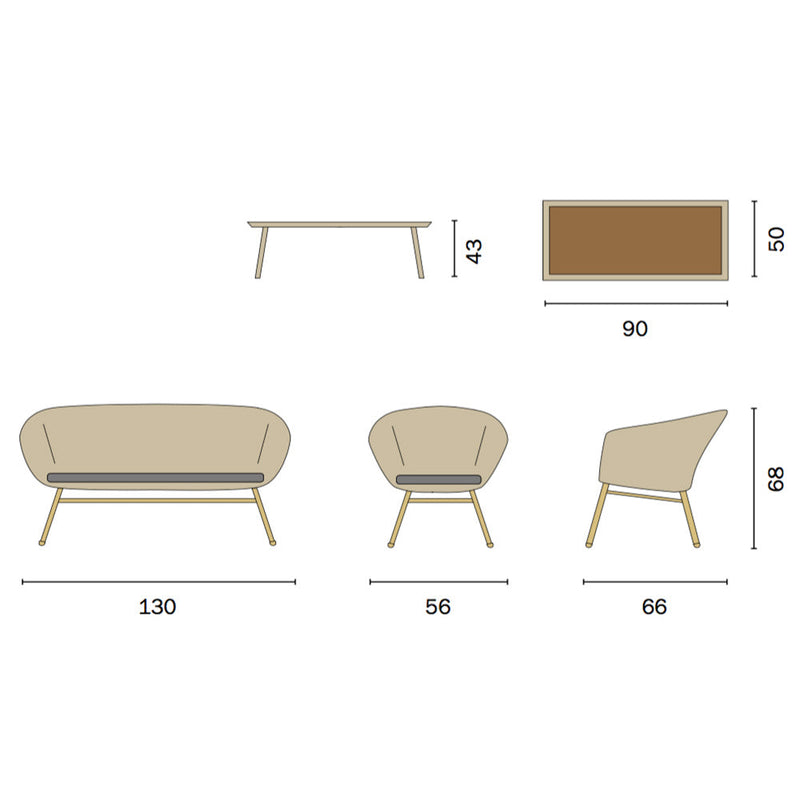 Set da Giardino in Wicker e Alluminio Vorghini Pamplona Grigio