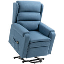 Poltrona Alzapersona Elettrica 85x88x109 cm in Tessuto Effetto Lino Blu