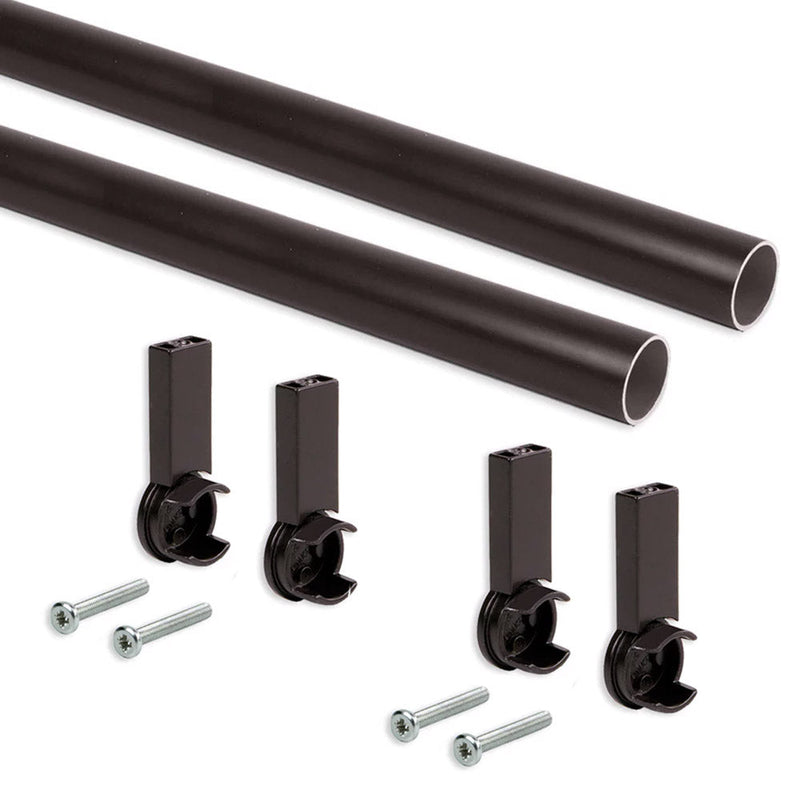 Set 2 Bastoni Appendiabiti per Armadi Rotondi 95 cm in Alluminio Emuca Moka